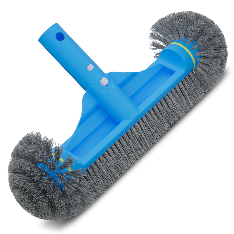 TidyMister 12.5'' Round End Pool Brush Head - Cleaning Wall & Tiles & Steps, Sturdy Nylon Bristles, Scrub Brush for Inground/Above Ground Pool,