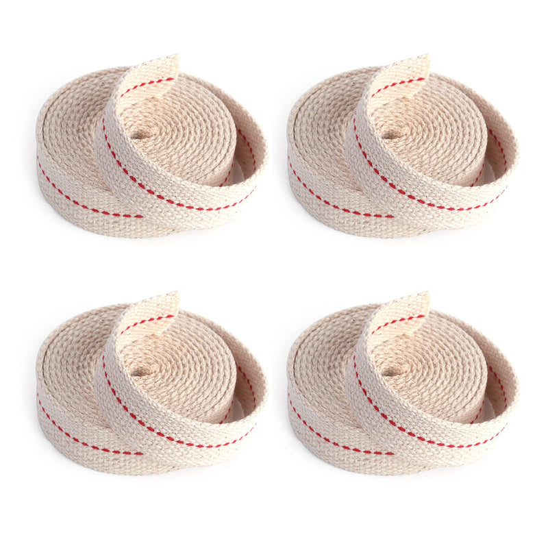 26 Foot /4 Rolls Oil Lamp Wick, 7/8 Inch Oil Lantern Wick, Flat Cotton Wick, Oil Lamp Wicks Burner with Stitch, 6.5 Feet per Roll