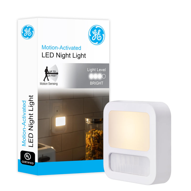 GE LED Motion Sensor Night Light, Plug-in, Dusk-to-Dawn Sensor, 20 Lumens, Soft White, Ideal for Bedroom, Bathroom, Kitchen, or Hallway – 40865 (1