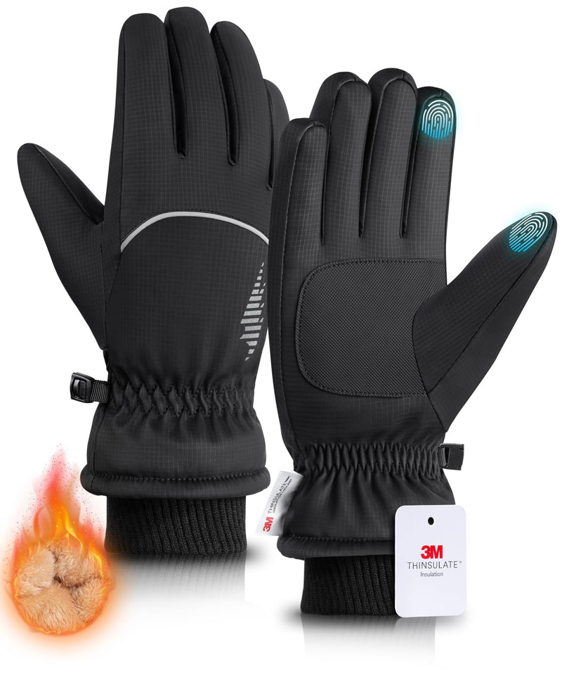 rivmount Winter Gloves with Waterproof/Touchscreen/Warm, Thermal Snow Glove for Cold Weather Running, Ski, Cycling, Women Men Peat Black Medium