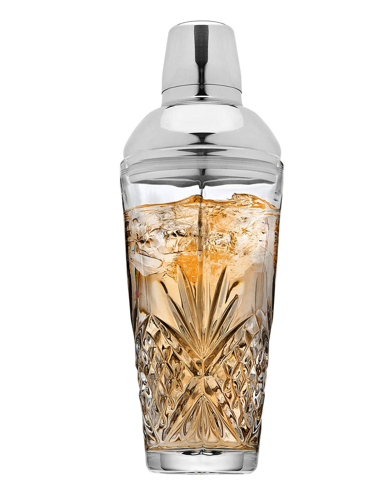 Godinger Dublin Crystal Cocktail Shaker with Lid - Glass Martini Shaker, Drink Shaker for Home Bar, Bartender Gift, 17oz Silver
