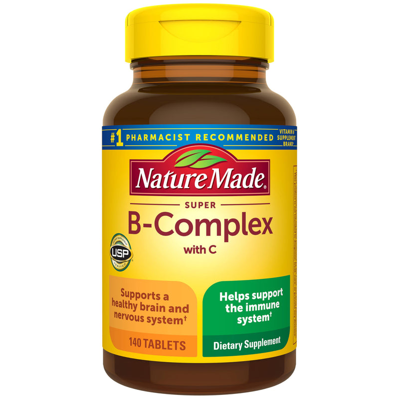 Nature Made Super B Complex with Vitamin C and Folic Acid, Dietary Supplement for Immune Support, 140 Tablets, 140 Day Supply