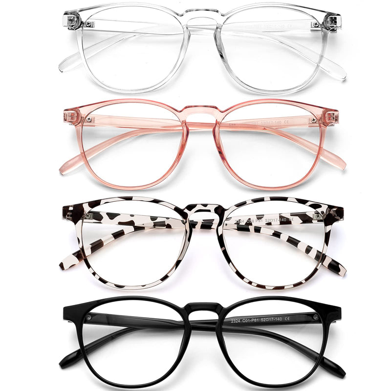 Blue Light Blocking Glasses for Women/Men - 4-Pack Computer Reading/Gaming/TV/Phone Glasses, Anti-Glare A-1 Black+douhua+transparent+pink