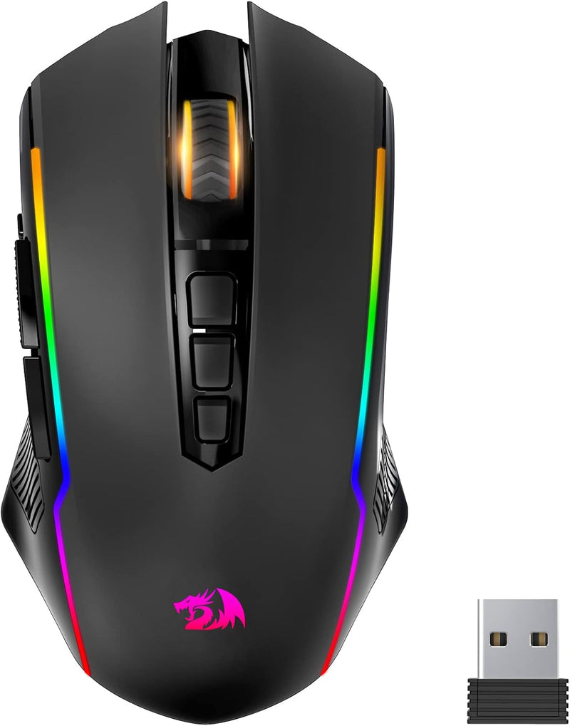 Redragon Gaming Mouse, Wireless Mouse Gaming with 8000 DPI, PC Gaming Mice with Fire Button, RGB Backlit Programmable Ergonomic Mouse Gamer,