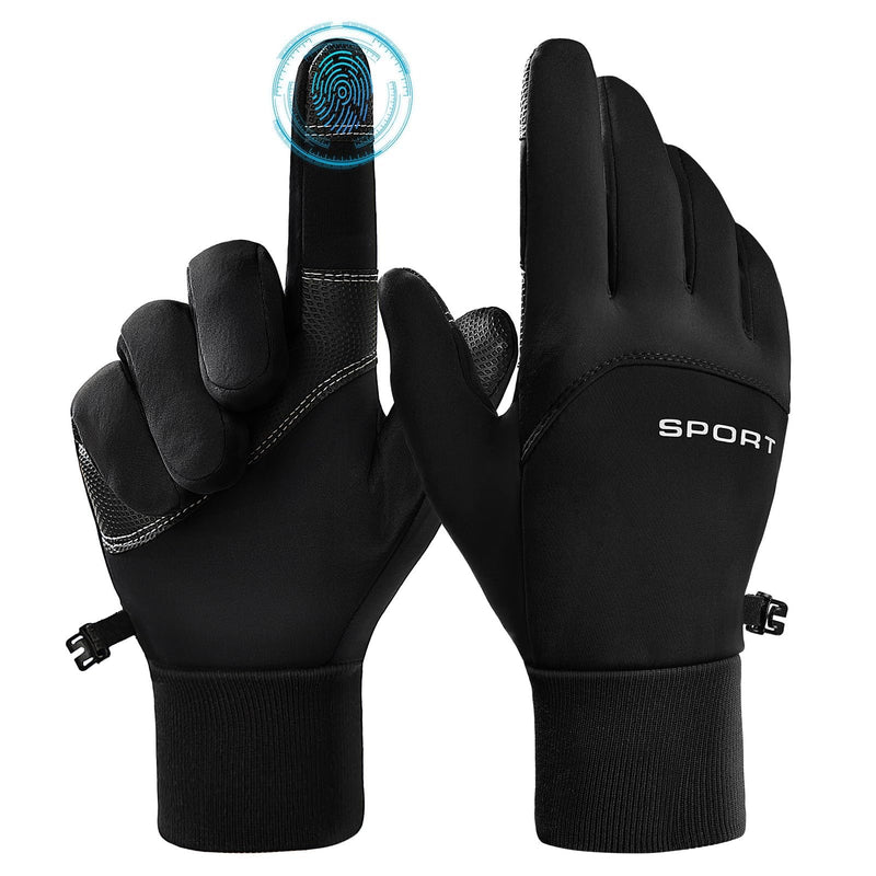 AURUZA Cycling Gloves for Men Winter Cold Weather, Five Fingers Touch Screen Winter Gloves for Men, Waterproof Anti-Slip Warm Gloves Liners for