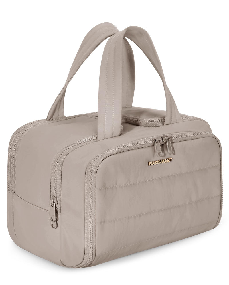 BAGSMART Travel Toiletry Bag, Crush Toiletry Bag for Women, Wide-open Puffy Toiletry Bags for Traveling, Large Travel Cosmetic Makeup Bag