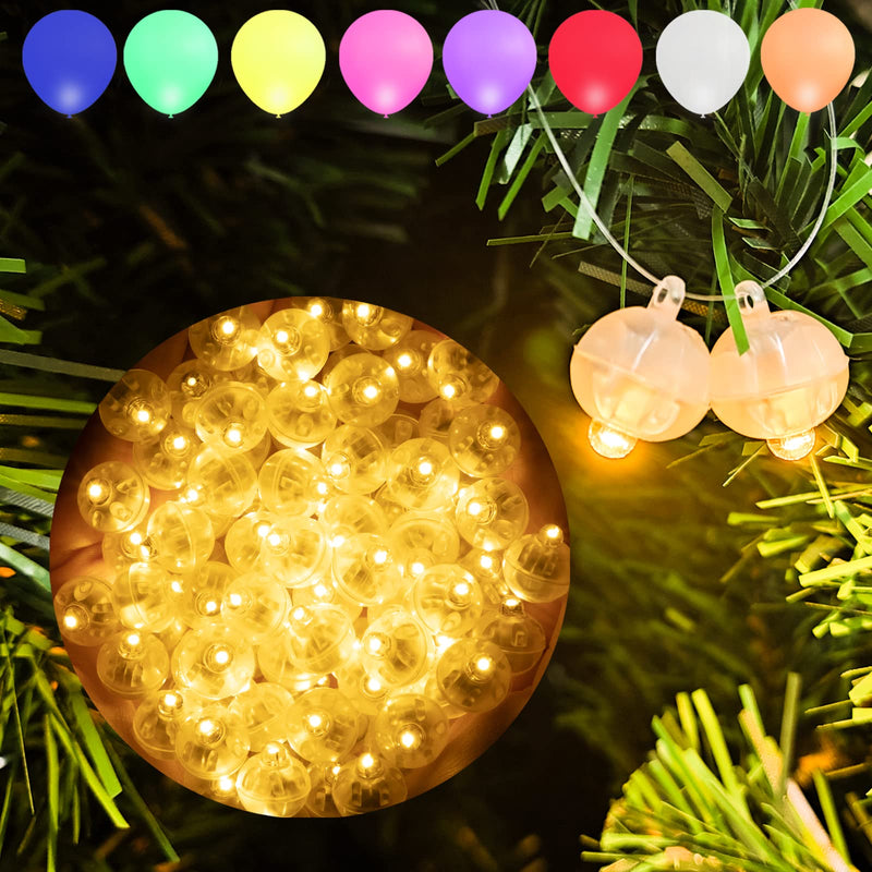 Aogist 100pcs Warm White Mini Lights with Hook,Long Standby Time Waterproof LED Balloon Light,Battery Powered,Ball Lamp for Balloon Paper Lantern