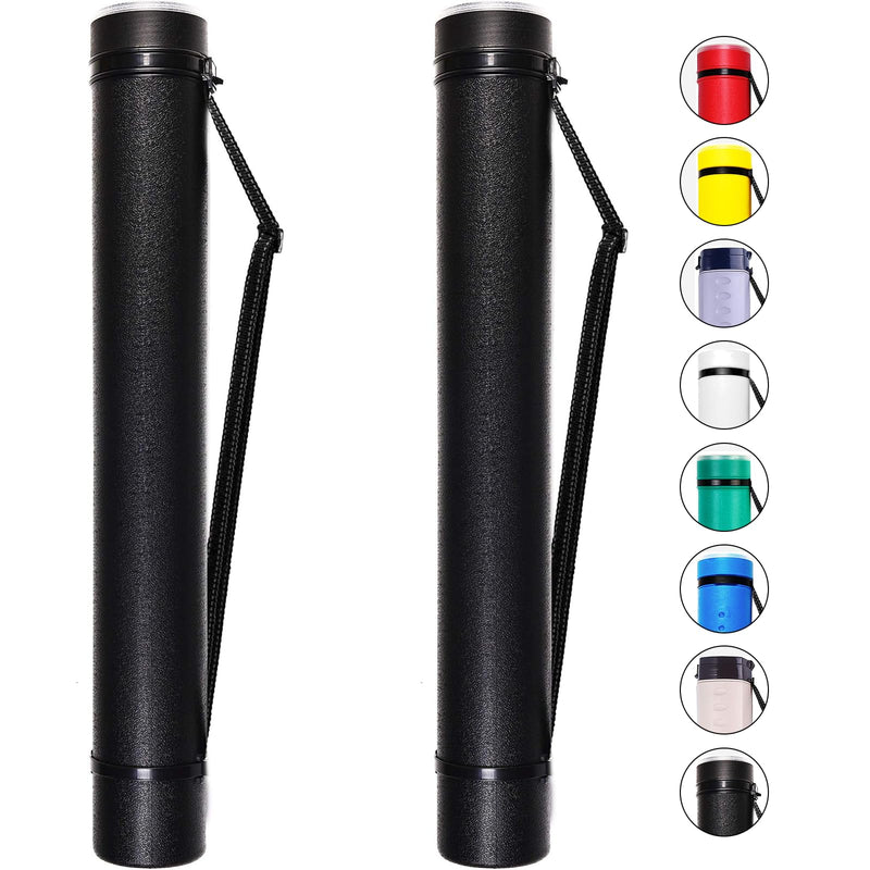CALPALMY 2-Pack Extendable Poster Tubes Expand from 24.5” to 40” with Shoulder Strap | Carry Documents, Blueprints, Drawings and Art | Black