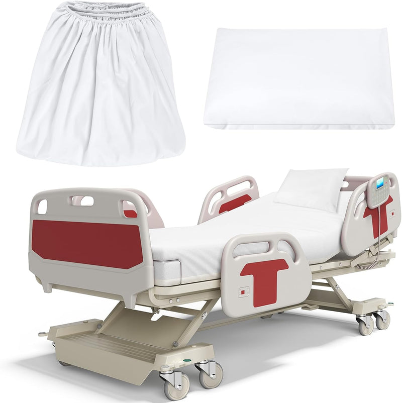 Preboun 2 Pcs Hospital Bed Sheet Fitted 36 X 84 X 14 Inch with Hospital Bed Sheets and Pillow Cases Elastic All around for Home, Massage Table,