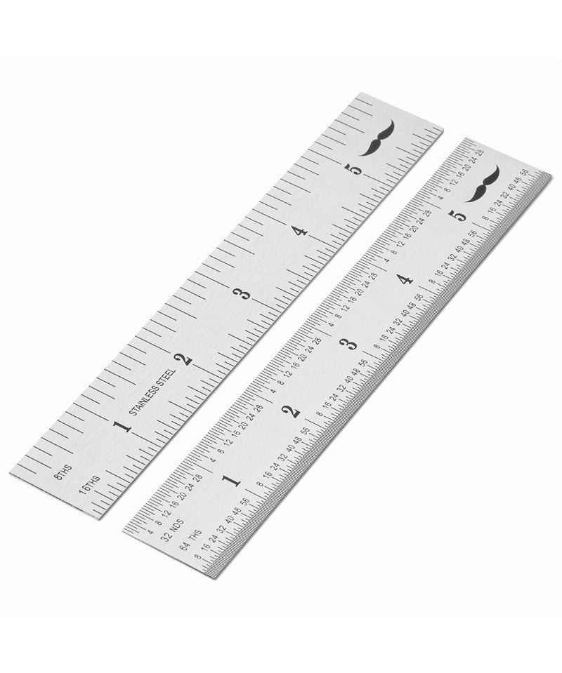 Mr. Pen- Machinist Ruler, 6 Inch, 2 Pack, Stainless Steel Imperial | Precision Measuring Tool, 1/8", 1/16", 1/32", 1/64" Graduation for