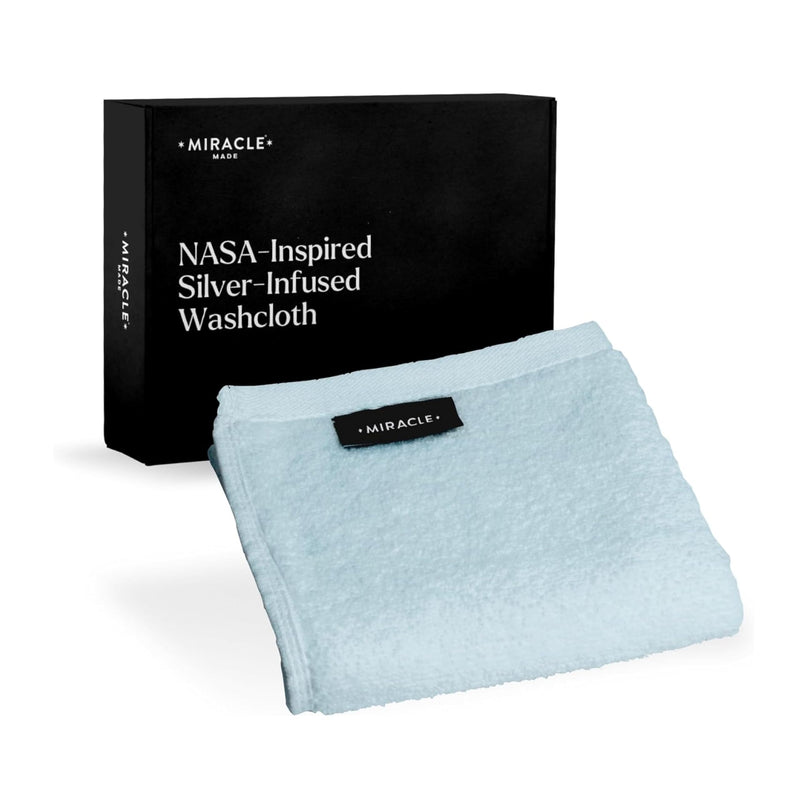 Miracle Made Soft Face Towel, Long-Staple Silver-Treated Cotton Fabric – Fade Resistant, Highly Absorbent, Quick-Drying Wash Cloth, Sky Blue 13x13in