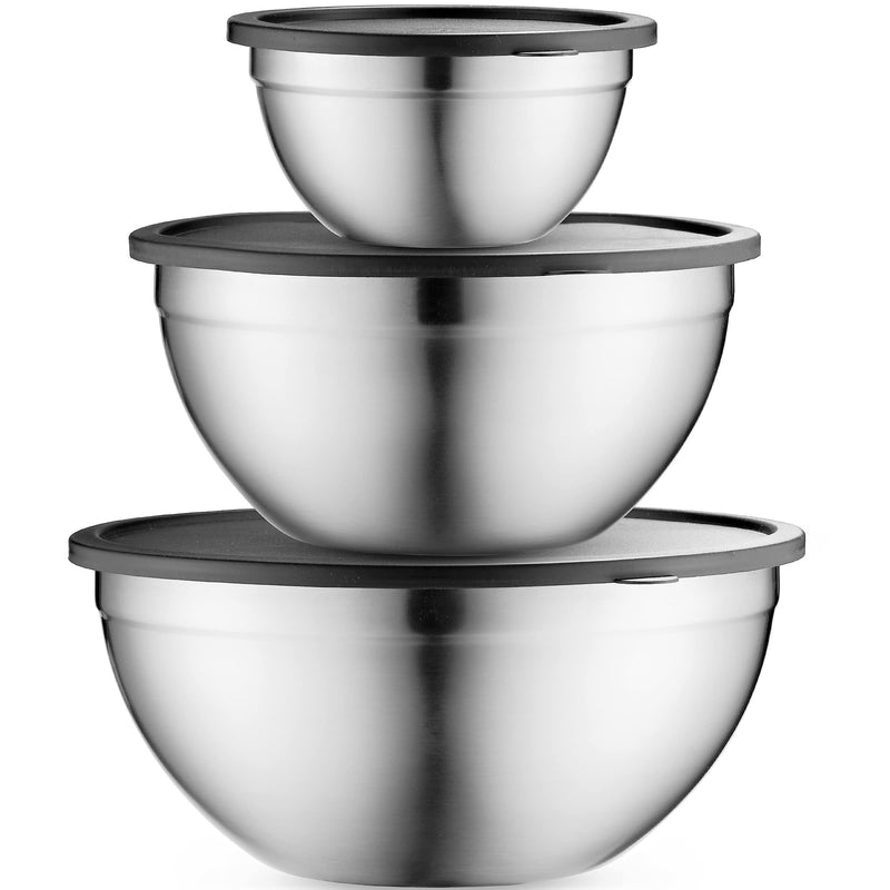 Table Concept Mixing Bowls with Airtight Lids, Stainless Steel Nesting Bowl Set for Space Saving Storage, Ideal for Cooking, Baking, Prepping &