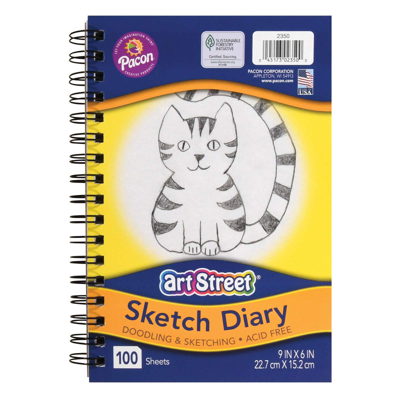 Art Street Sketch Book, Lightweight, 9" x 6", 100 Sheets