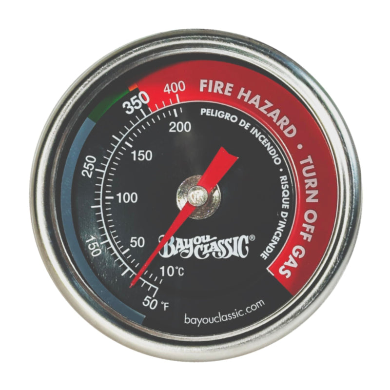 Bayou Classic 5070 - Fryer Thermometer - Stainless Steel, Tempered Glass Dial, 50-400°F Range