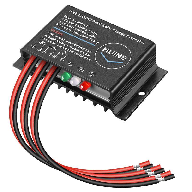 20A 12V 24V Auto IP68 Waterproof PWM Solar Charge Controller Solar Panel Battery Intelligent Regulator for Solar System Caravan Boat(24 Hours