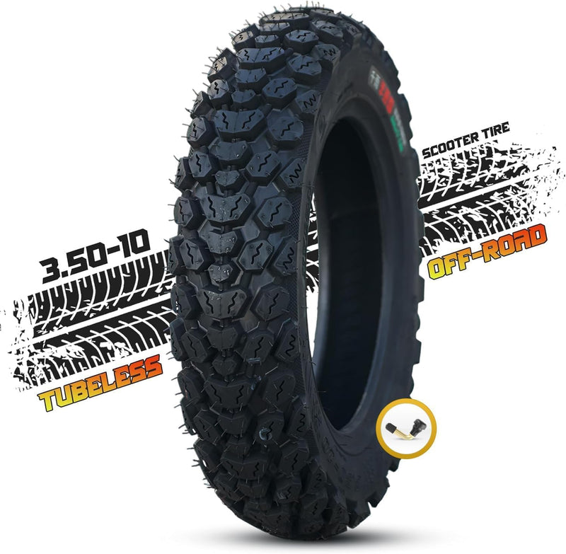 3.50-10 Tire 3.50 10 Inch Tubeless Tire 3.50-10 Offroad Snow Knobby Tire for Front/Rear Replacement Spare Accessory Fits on 10 Inch 58J 8 P.R.