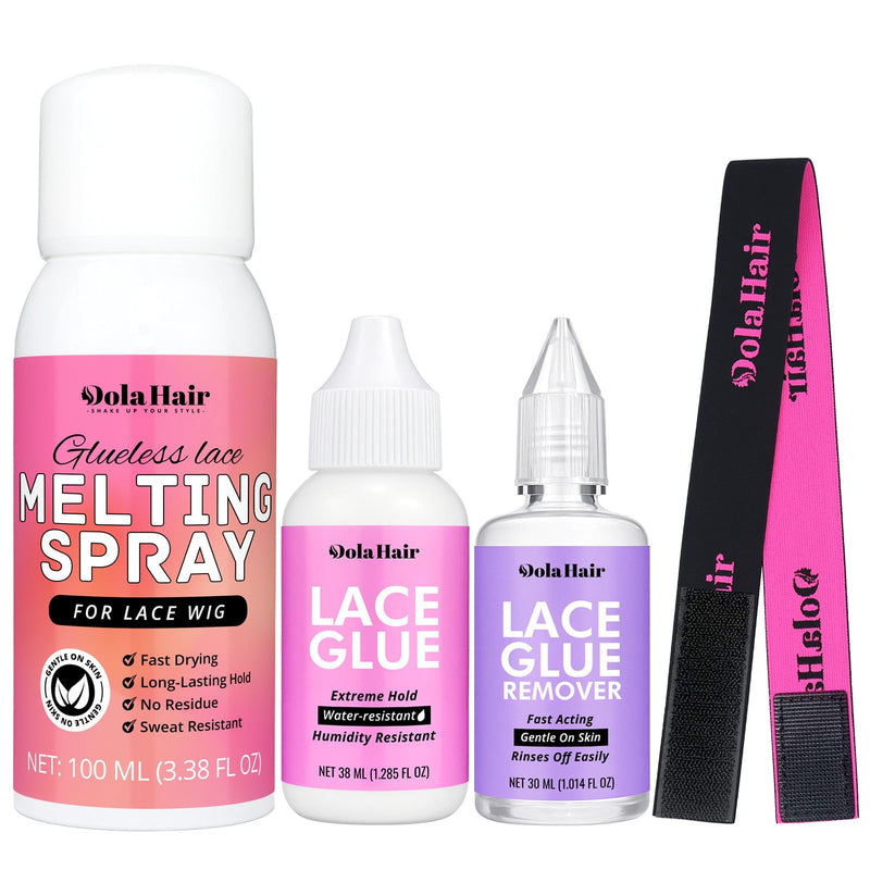 Dolahair Wig Glue Spray for Front Lace Wig Lace Melting Spray for Wigs Melting Spray Lace Bond Spray Lace Glue Kit Wig Install Kit (Melting Spray
