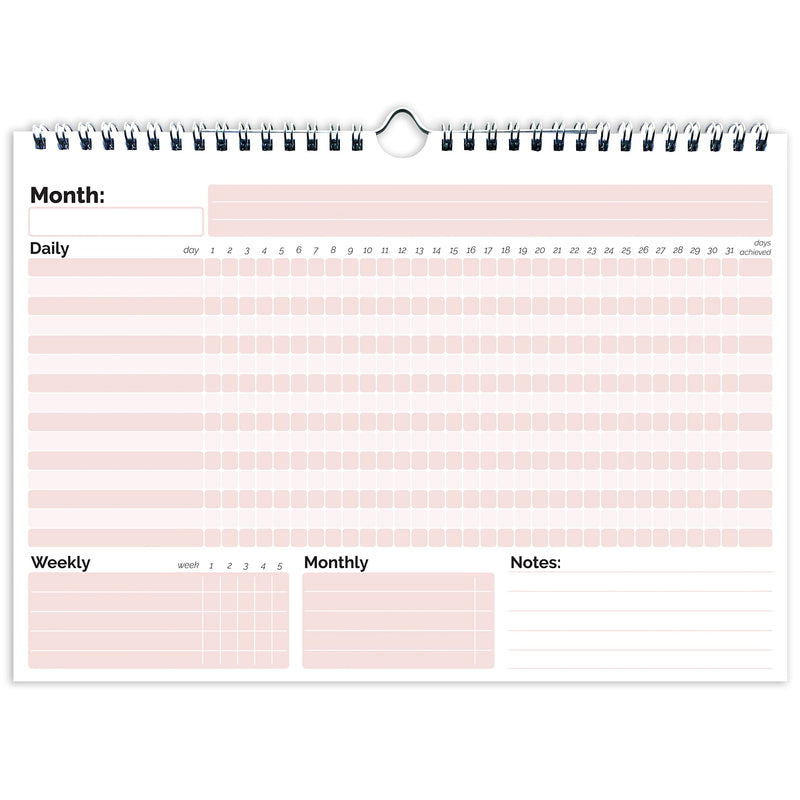 HADIGU Habit Tracker Calendar, (Undated 12 Month) with Spiral Bound and Hanger, A4 size (8.3"x11.7"), Habit Tracker Journal for Daily Weekly and