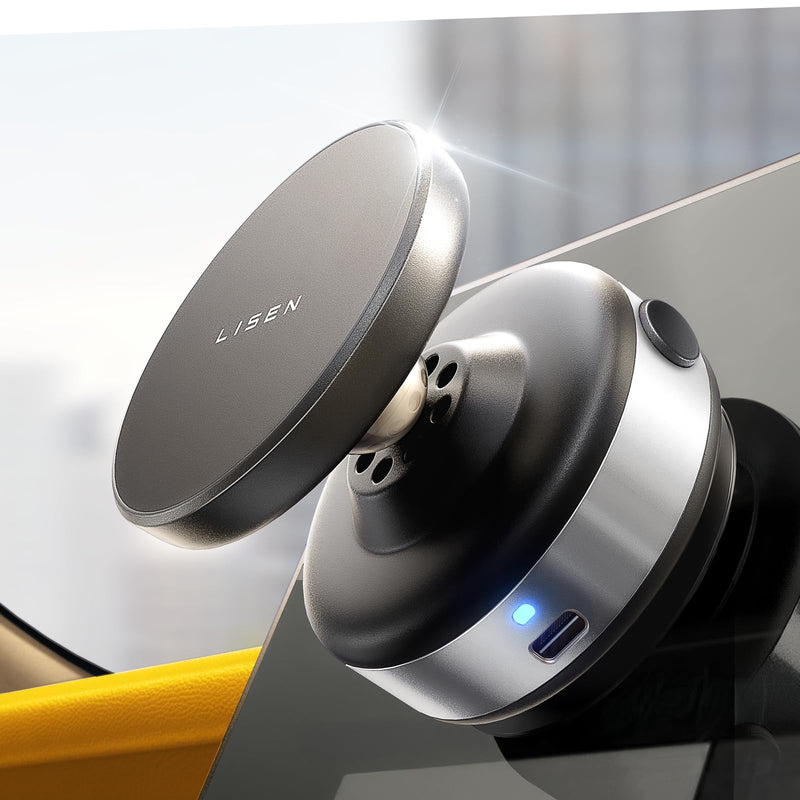 LISEN Suction Phone Mount, Content Creator Vlogging Portable Super Stable Electric Vacuum Magnetic Phone Holder, 360 Adjustable Travel Multi-Scene