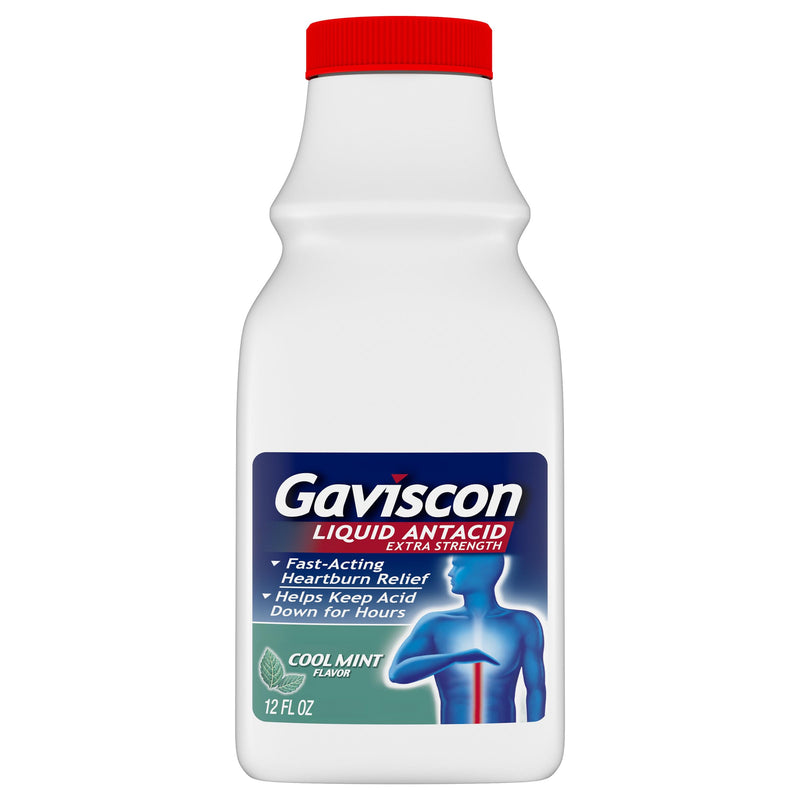Gaviscon Extra Strength Cool Mint Liquid Antacid for Fast-Acting Heartburn Relief, 12 ounces