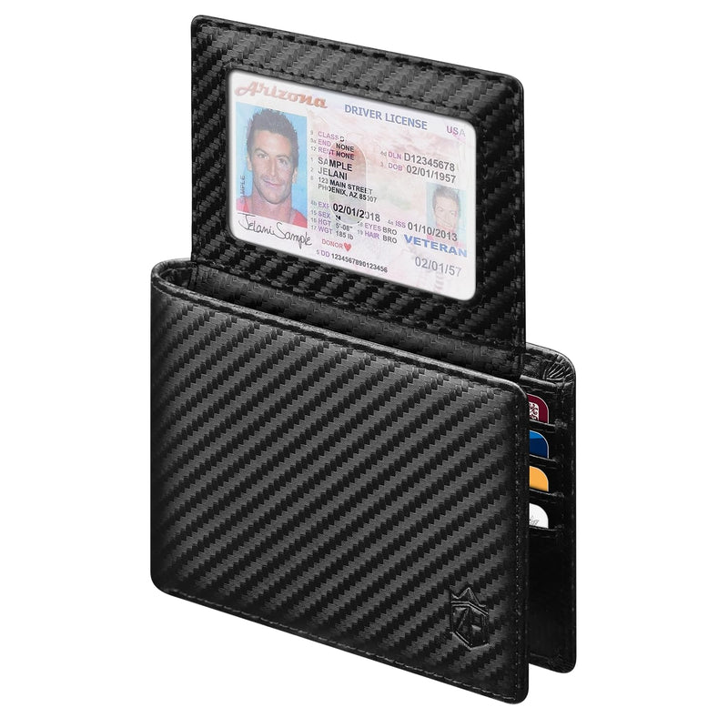 Zitahli Men'S Slim RFID Blocking Leather Wallet,12 Card Slots Bifold Wallet,Ultra-Thin 0.39" Front Pocket Design 2 ID Window with Gift Box
