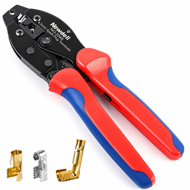 Spark Plug Wire Crimper, Newdeli Crimping Pliers for Spark Plug Stripping Tool, ND-2048 for Crimping and Stripping Spark Plug Wire, Dia
