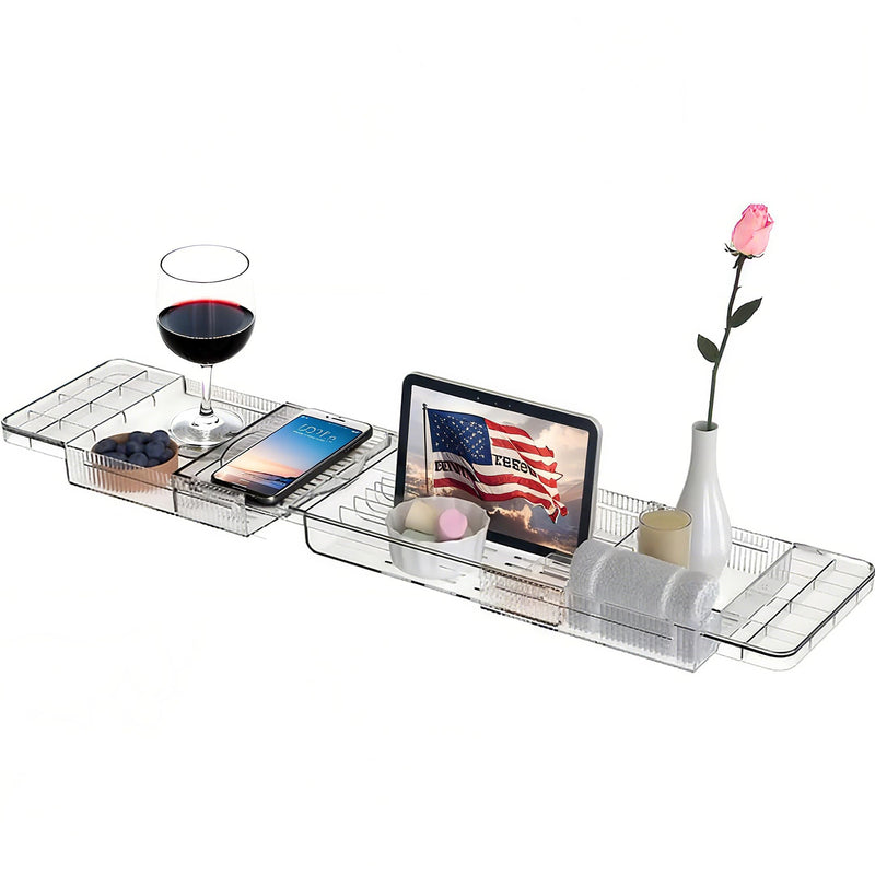 Expandable Bathtub Tray,Clear Plastic Anti-Slip Bath Tub Shelf Caddy Tray,Luxury Bathtub & Bathroom Accessories for Relaxing Spa,Suitable for