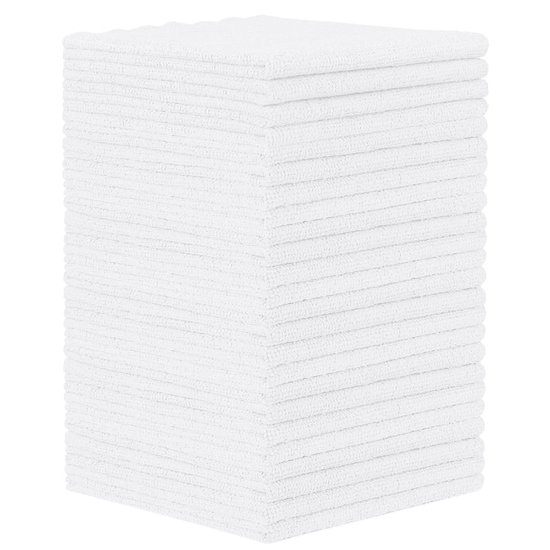 Orighty Microfiber Cleaning Cloth - 24 Pack, White Cleaning Rags 12x11 inch White 24 Pack