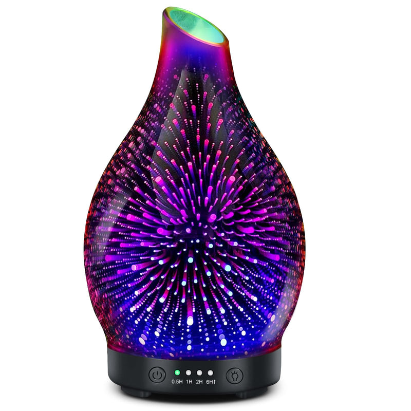 Essential Oil Diffuser 150ML -3D Firework Glass Aromatherapy Diffusers for Essential Oils with 4 Timer Setting Auto Shut-Off Silent Operation 7