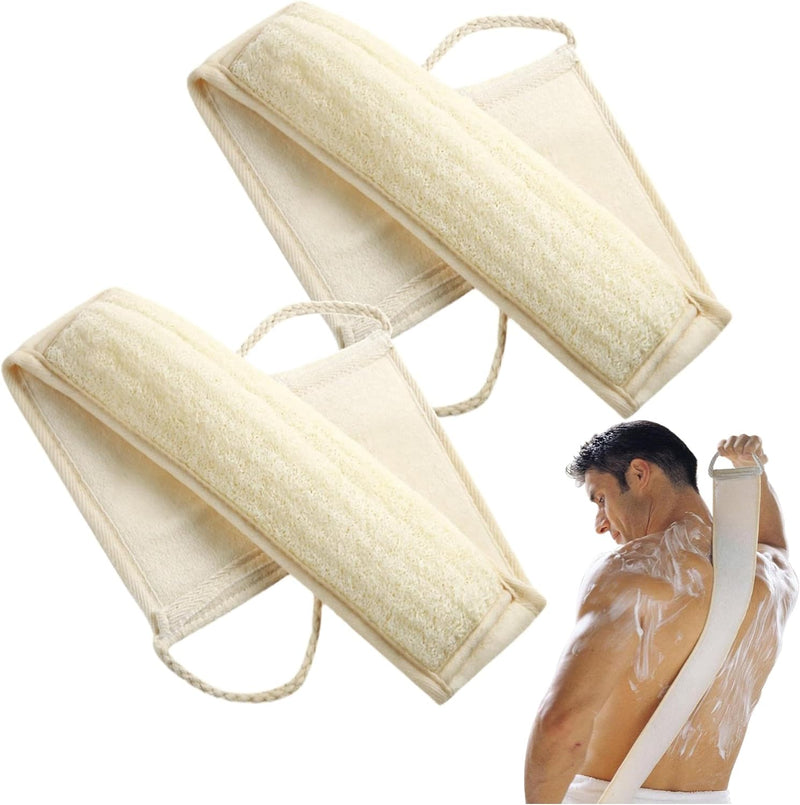Natural Loofah Sponge, Exfoliating Body Scrubber for Men Women, Loofah with Handle, Exfoliating Back Scrubber for Shower Set, Deeply Clean &