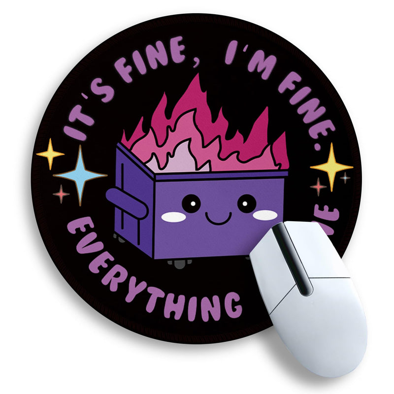 Gctriki Dumpster on Fire Mouse Pad, Purple Small Mouse Pads for Desk | Stitched Edge, Non-Slip Rubber Base, Funny Round Mousepad For Laptop