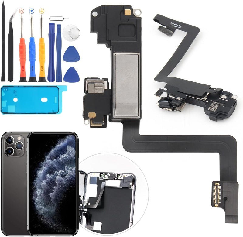 Earpiece Speaker for iPhone 11 Pro Ear Speaker Replacement for iPhone 11 Pro Speaker Replacement Light Proximity Sensor Flex Cable Earphone