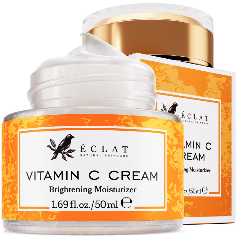 Vitamin C Moisturizer for Face with Hyaluronic Acid & Squalane - Face Brightening Cream - anti Aging, Firming & Hydrating Moisturizer for All Skin