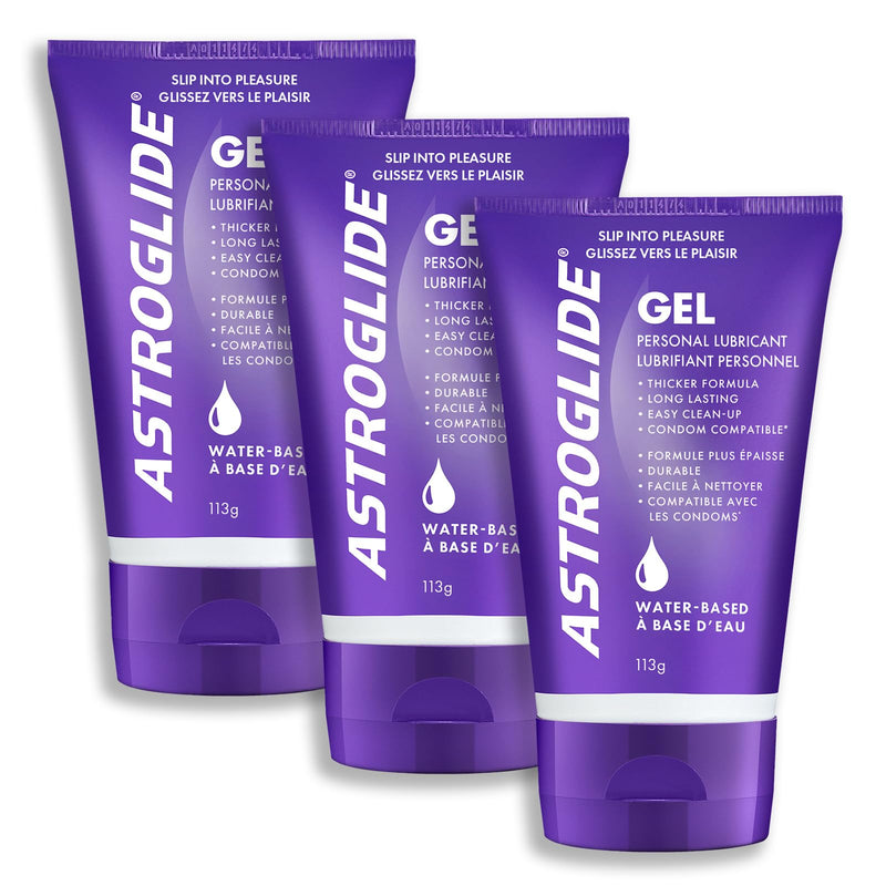 Astroglide Water Based Lube (4oz), Gel Personal Lubricant, Stays Put with No Drip (Pack of 3) 4 Ounce (Pack of 3)