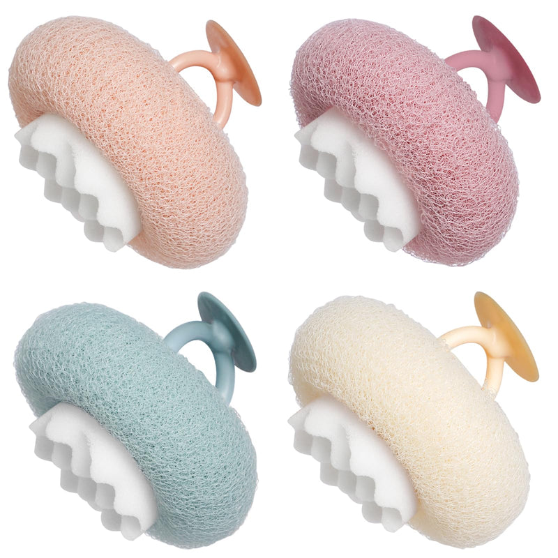 Super Soft Sunflower Suction Cup Bath Ball, 2025 Upgraded 2-In-1 Sunflower Ball Exfoliating Bath Sponge Cleaning Brush, Mesh Shower Body Sponge