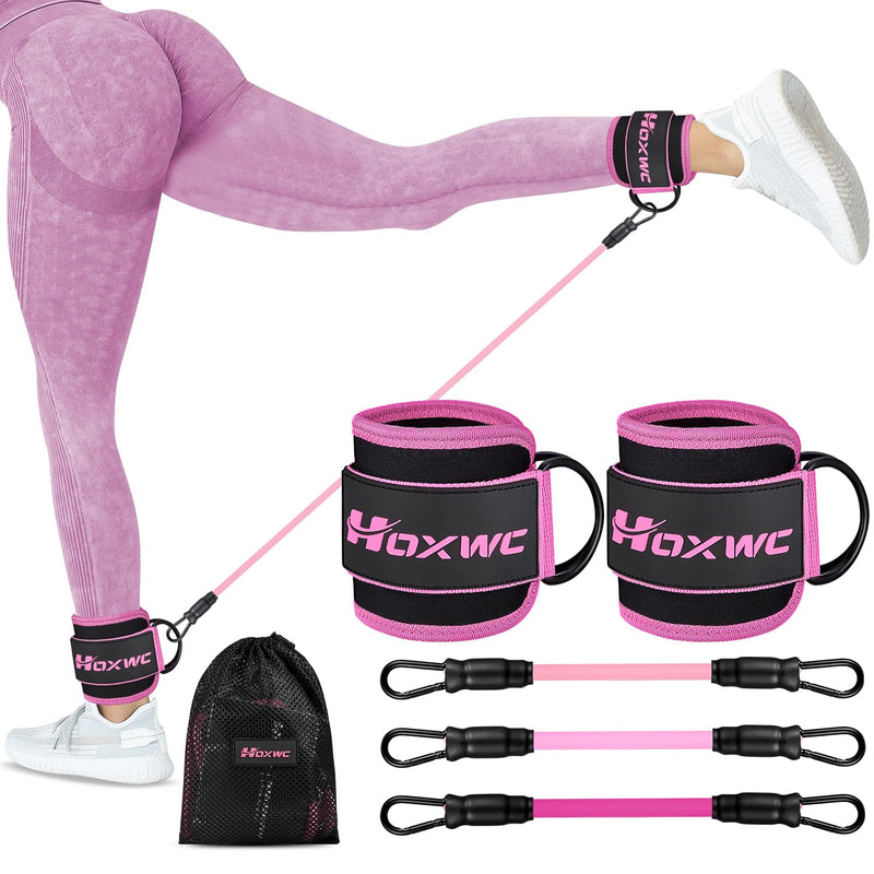 HOXWC Ankle Resistance Bands with Cuffs, Ankle Bands for Working Out, Ankle Resistance Band for Leg, Booty Workout Equipment for Kickbacks Hip