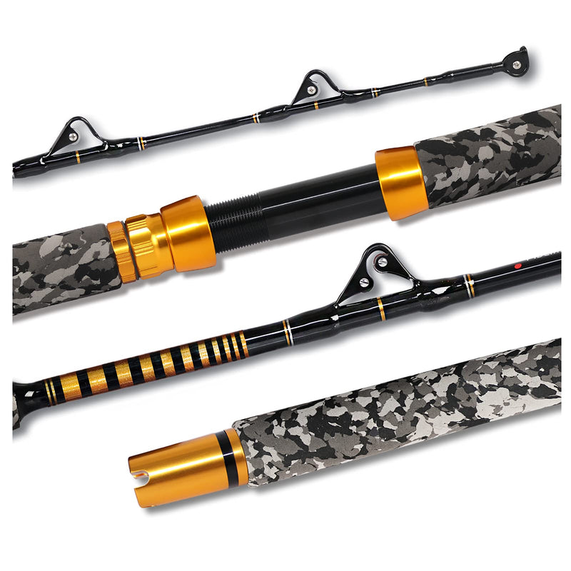 Fiblink 1-Piece Saltwater Offshore Trolling Rod 6-Feet Big Game Rod Conventional Boat Fishing Pole 6' - 1pc - 50-80lbs Straight