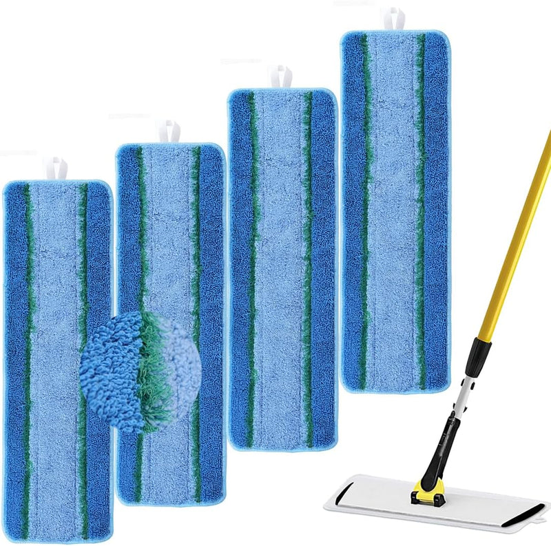 Upgraded Replacement Microfiber Mop Pads for Rubbermaid Commercial 18 Inch Mop 17 Inch Mop, Reusable Wet & Dry Commercial Cleaning Flat Mop System