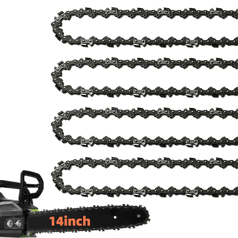 4 Pack 14 Inch Chainsaw Chain 52 Drive Links, .050" Gauge, 3/8" LP pitch, 14-Inch Replacement Chainsaw Chains Low-Kickback Fits Craftsman, Echo,
