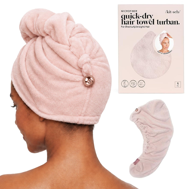 Kitsch Microfiber Hair Towel Wrap for Women - Pink Pink 1 Count