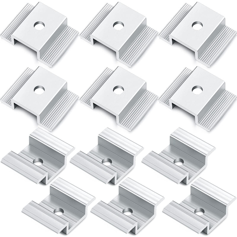12 Pack Solar Panel Mid Clamps 1.06 Inch Solar Panel Bracket Aluminium Mounting Accessories Aluminum Solar Mid Clamp for Solar Panel Mounting