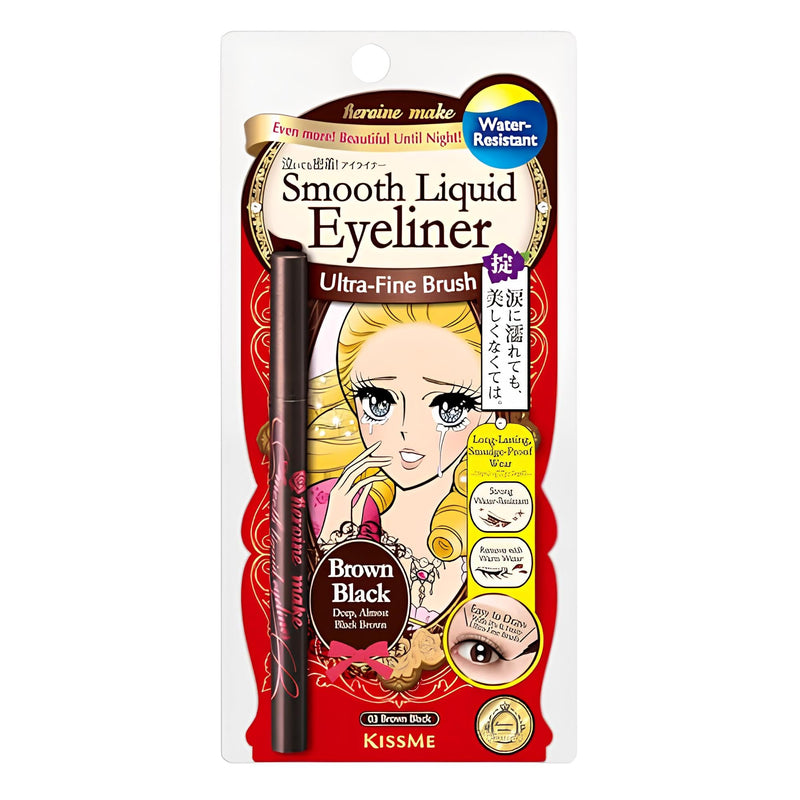 Heroine Make by KissMe Smooth Liquid Eyeliner | Waterproof Brown Black Liquid Eyeliner Pen | Smudge-Proof Formula for Long-Lasting Wear |