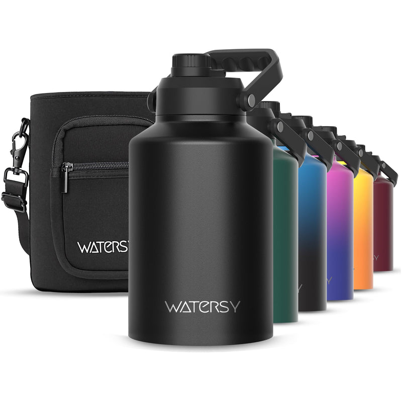 WATERSY 1 Gallon Water Bottle Insulated(Cold for 48 Hrs),BPA Free&Leak Proof,128oz Stainless Steel Water Jug with Handle for