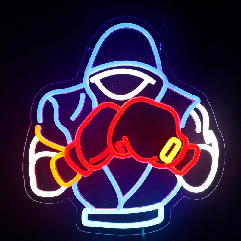 Boxing Neon Sign Suitable for room decoration, bar, game room, man den, boxing gym decoration, gift for boxing fans 14.4 * 13.2 inches Boxing-Red