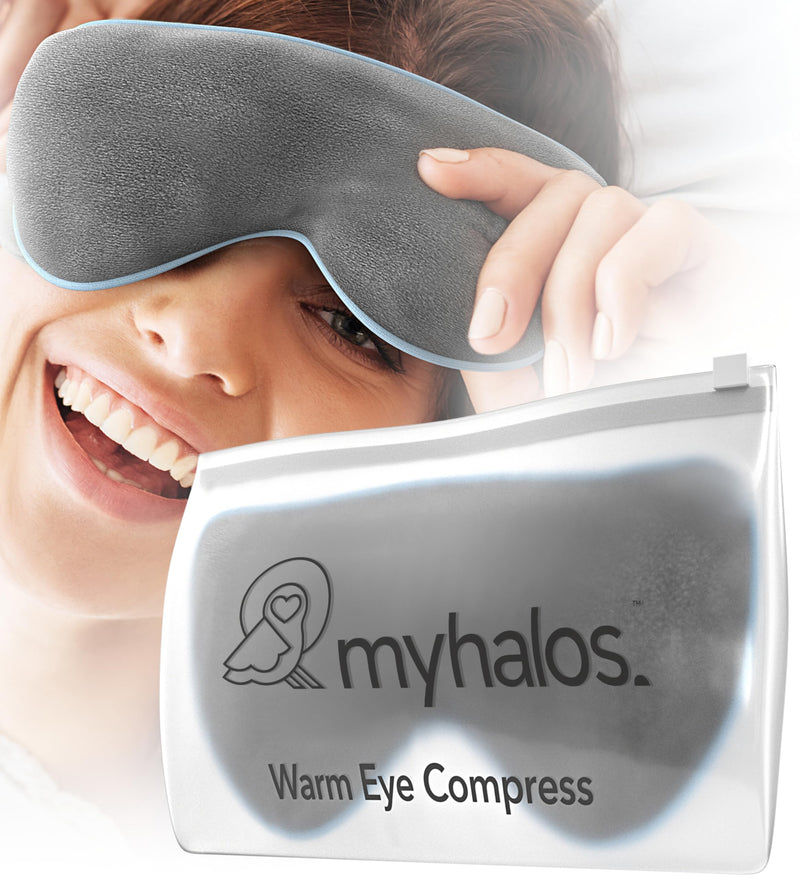 MyHalos® Heated Eye Mask for Dry Eyes - Steam Warm Compress for Eyes - Remove Styes, Chalazion Therapy Warming and Heating Pad Hot Compress -