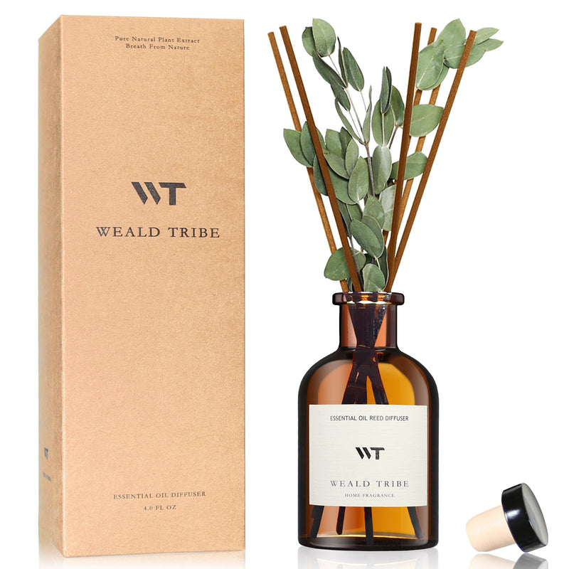 WEALD TRIBE Flower Reed Diffuser Set Eucalyptus & Lavender Scent for Bathroom Accessories Shelf Decor & Air Fresheners, Sticks Defusers with 4.0