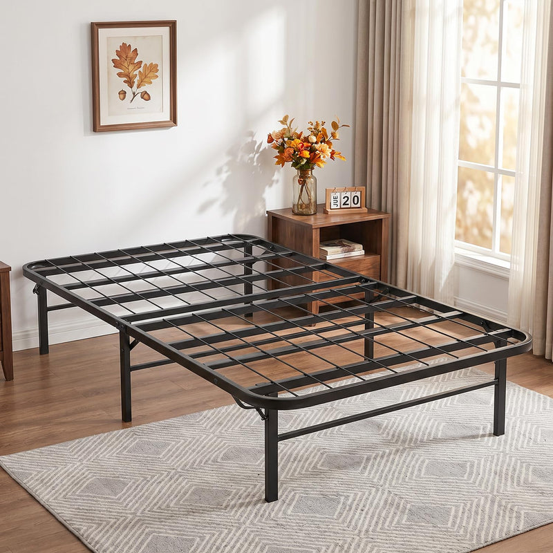 BestMassage | Twin Bed Frame | Metal | Heavy Duty Steel Slats with 6 Legs | Foldable | Sturdy, No Box Spring Needed | Easy to Assemble with
