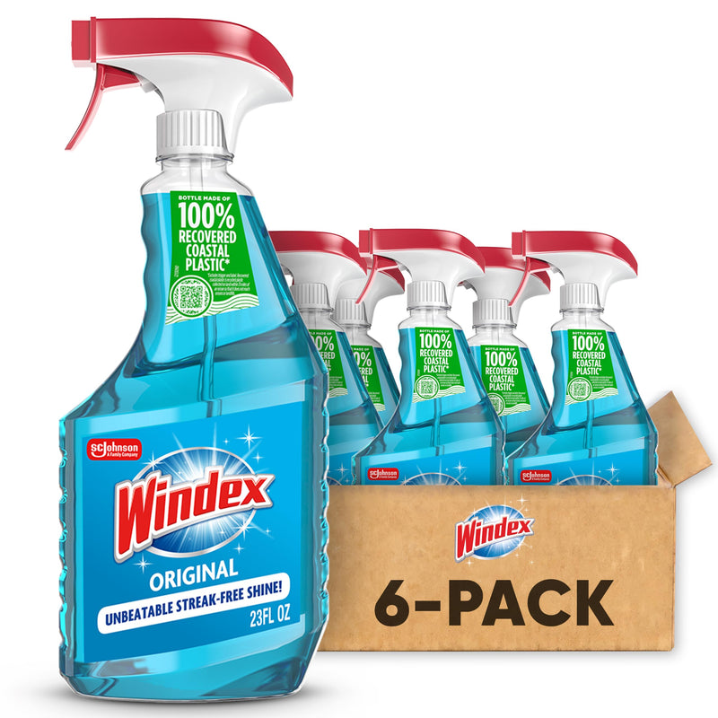 Windex Glass & Window Cleaner Spray Bottle, Original, 23 oz (6-Pack) Original 23 Fl Oz (Pack of 6)