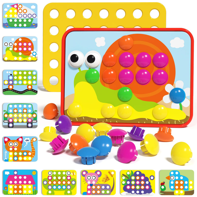 AMOSTING Matching Mosaic Pegboard â Sensory Early Educational Kids Activity, Gifts for Toddlers