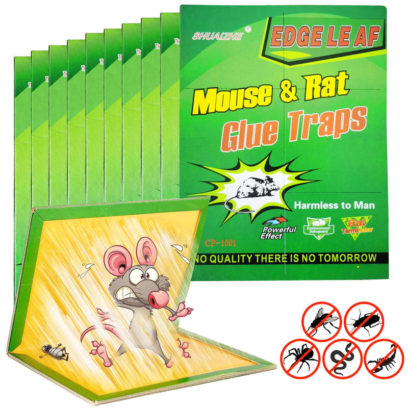 10 Pack Large Mouse Glue Traps with Enhanced Stickiness Glue Traps for Rat, Rodent and Household Traps Sticky Pad Board for House Indoor